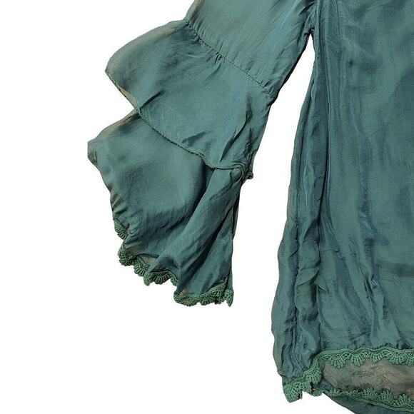 M Made in Italy Scoop Neck Tiered Sleeve Top Deep Green Women's Size Medium NWT - Picture 5 of 11